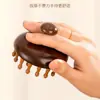 Pente de massagem de sândalo dourado, pente de meridianos da cabeça, pente de tampa de panela, pente de sândalo de dentes grossos, pente redondo, pente para cuidados com o cabelo e saúde