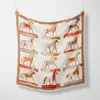 Pañuelo Cuadrado Pequeño Decorativo Casual de Seda Sarga Versátil para Mujer con Doce Caballos de Guerra, 53 cm