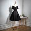 Otoño 2026 Nuevo Sexy Escote en V Negro Falda Abullonada Ajustado Vestido Corto Vestido para Fiesta de Cumpleaños