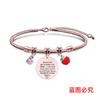 Pulseira Europeia e Americana Transfronteiriça Aço Inoxidável Pulseira Osso de Cobra Dia do Professor Maçã Vermelha Comemorativa Presente de Feriado Pulseira com Gravação