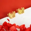 Nuevos Pendientes Antiguos Estilo Chino Chapados en Oro, Pendientes Huecos de Mariposa con Filigrana de Tendencia Nacional para Mujer, Joyería de Lujo Ligero Duradera que No se Desvanece