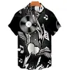 Camisa Hawaiana de Verano 3D con Estampado de Guitarra Musical para Hombre de Manga Corta, Venta Caliente Europea y Americana Transfronteriza, Muestra Personalizada