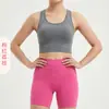 Calça de Yoga Escovada Dupla Face Atualizada Feminina Cintura Alta Europeia e Americana Levanta Bumbum Pêssego Shorts Esportivos Calças Fitness Calças de Três Pontos