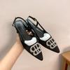 Nuevas Sandalias de Verano Estilo Francés con Tacón de Aguja de Pedrería, Punta Fina y Espalda Descubierta para Mujer, con un Toque de Lujo y una Sola Tira