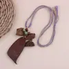 Collar Trenzado de Cuerda con Perlas de Piedra Natural para Mujer, Cadena para Clavícula de Piedra Ojo de Tigre Estilo Chino Nuevo Vintage, Accesorio Largo Colgante para el Cuello con Manchas