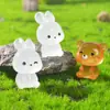 Animales Lindos con Luz Nocturna en Miniatura, Mini Osos y Conejos, Figuras Adorables, Adornos de Escritorio y Coche, Manualidades de Resina
