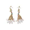 Pendientes Vintage de Estilo Étnico con Aguja de Plata, Loro Tallado Incrustado con Diamantes y Diseño de Perlas, Pendientes de Lujo Ligero de Alta Gama, Accesorios para Orejas de Moda y Finamente Elaborados