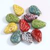 Colar de contas de cerâmica retrô semiacabadas com esmalte floral em formato de cauda de fênix, feito de porcelana, com contas trançadas em cerâmica, acessórios artesanais para atacado.