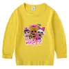 Camiseta infantil de algodão estilo coreano primavera e outono 2023, gola redonda, manga comprida, camiseta de base, meninos e meninas, camiseta de bebê