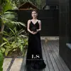 Ls Nova MarcaEtiqueta Preta Minimalista Marca Grande Início da Primavera Novo Minimalista Decote V Alça Elegante Vestido 30519 #