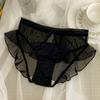 Ropa interior sexy translúcida de malla estilo japonés, deseo puro, para mujer, lencería de lujo ligero, satén, seda helada, transpirable, secado rápido, bragas de cintura media para mujer