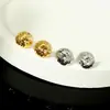 Ouyini Xiaohongshu Transmisión en Vivo Más Vendidos Pendientes Tritura Hielo Plata de Ley 925 Chapado en Oro para Mujer Brillantes Escama de Dragón Bolas Redondas Clips para Orejas