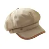 Gorra octogonal retro de bloques de color estilo coreano para mujer, versátil para todas las estaciones, hace que la cara se vea más pequeña, gorra de boina, gorra de artista casual y elegante