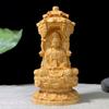 Estátua Esculpida em Madeira de Cânfora dos Três Santos, Madeira Maciça Guanyin Bodhisattva, Ksitigarbha e Figuras de Shakyamuni para Adoração e Decoração