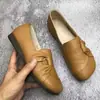 Verano 2026 Nuevo Estilo Mocasines Planos Cómodos de Cuero Suave sin Cordones Suela Suave Antideslizante Zapatos Planos para Mamá para Mujer