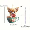 Día de San Valentín Transfronterizo Taza de Té Gato Acrílico 2D Colgante Llavero Espejo Retrovisor de Coche Accesorios Mochila Colgante Pequeño
