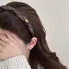 Faixa de Cabelo de Tecido Xadrez com Letras Etiqueta Dourada para Mulheres 2025 Nova Coroa Alta Lavar o Rosto Faixa de Cabelo Presilha de Cabelo Fashion Acessório de Cabelo