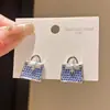Aguja de Plata Estilo Lujo Ligero Trabajo Pesado Circonita Bolsos Pendientes Moda Exquisitos Simples Geométricos Pendientes Retro Adornos de Oreja de Alta Gama para Mujeres