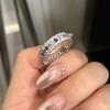 Joyería de Lujo Ligero Anillo de Zirconia de Diamante Completo Super Brillante Anillo Abierto para Dedo para Mujer Nicho de Lujo Ligero Anillo de Dedo de Alta Gama Producto Nuevo para Mujer