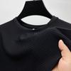 Camiseta de seda de hielo para hombre, de verano, holgada, fina, hueca, transpirable, de media manga, deportiva, de verano, de malla de secado rápido