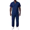 Amazon Transfronterizo Ropa para Lavar a Mano Más Vendida Conjunto Corto de Manga Corta con Aberturas Ropa para Hospital, Doctor, Enfermera Elástica de Secado Rápido Ropa de Trabajo