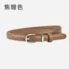 Cinto Fino de Couro Feminino Estilo Europeu e Americano Minimalista com Fivela de Pino, Acessório Versátil de Negócios de Alta Qualidade para Vestidos e Ternos, Cinto Estreito de Cintura para Mulheres