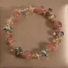 Pulsera Nueva de Cristal de Fresa de Verano, Pulsera Moderna y Versátil, Modelo para Transmisión en Vivo para Mujeres, Suministro Directo de Fábrica, Pulsera de Cuentas Explosiva