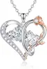 Collar Colgante Doble Corazón Rosa de Plata S925 para Mujer, Cadena Clavicular Corazón de Amor, Regalo de San Valentín para Novia, Accesorio de Moda