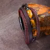 Pulsera de Ojo de Tigre de Venta Caliente Transfronteriza Europea y Americana para Hombre, Cuerda de Cuero Trenzada Multicapa, Tendencia de Personalidad de Moda, Pulsera de Cuero Versátil