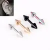 Moda coreana nuevo acero inoxidable barra fina cono afilado aretes pequeños cono de doble punta electrochapado joyería para perforaciones fabricantes