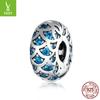 Clip de posicionamiento nuevo de AliExpress cuentas de plata s925 patrón azul diy accesorios de plata con cuentas SCC1513