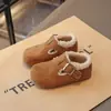 Sapatos de Algodão Forrados com Fleece para Meninas, Sapatos Birkenstock Infantis, Novo Estilo Outono e Inverno 2025, Sapatos de Inverno Peludos com Forro de Fleece para Bebês