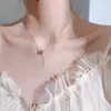 Collar cilíndrico de cintura pequeña con diamantes en plata de ley s925, estilo nicho sencillo, cadena de clavícula de moda femenina, ligero y lujoso.