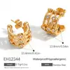 Pendientes de Acero de Titanio Transfronterizos Yuhui, Diseño Hueco Semicircular en Forma de C con Diamantes Incrustados, Pendientes de Acero Inoxidable Chapados en Oro con un Toque de Lujo Ligero y de Alta Gama
