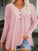 2025 Camiseta de Manga Larga para Mujer Tmue Nueva de Otoño Transfronteriza Europea y Americana Amazon Casual Cuello en V Tops para Mujer