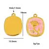 Acero Inoxidable Goteo de Aceite Esmalte Diamante Rosa Colgante Cuadrado Flor Colgante Pulsera Collar DIY Accesorios de Joyería