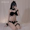 Conjunto de lencería sexy para mujer, conejito de terciopelo, tentación, uniforme de gato, juego de rol, 6098
