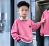 Terno Masculino Primavera e Outono Novidades 2026 Casual para Crianças Pequenas e Médias Conjunto de Duas Peças Rosa Moletom Falso e Jeans