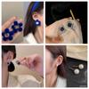 Pendientes azules de alta calidad, pendientes de flores vintage de moda, pendientes personalizados con temperamento, pendientes cuadrados de diamantes simples y exquisitos.