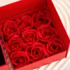 Nueve Cajas de Regalo de Joyería con Flores de Jabón, Collares de Joyería con Flores Eternas, Rosas para el Día de San Valentín, Cajas de Dulces Giratorias