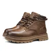 Botas de Pareja de Comercio Exterior para Hombre Otoño e Invierno Nuevas de Cuero Genuino Suela Gruesa Zapatos Casuales para Exteriores Transfronterizos Talla Grande Botas de Trabajo para Hombre