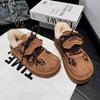 Tênis de Treino Morais Quentes com Solado Grosso e Forro de Lã Estampa de Leopardo Retrô para Mulheres Inverno 2025 Novo Bico Redondo Cadarço Casual Board Shoes