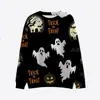 Moletom Casual Masculino Gola Redonda Manga Longa Estampado 3D Halloween Abóbora Fantasma Europeu e Americano Amazon Transfronteiriço Moletom Masculino e Feminino