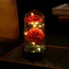Luz de Noche de Rosa Doble Flor Eterna Adornos Decoración Creativa de Escritorio Luz de Noche Venta al por Mayor Cubierta de Plástico Lámpara de Flor LED