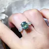 Anillo de Moissanita de 3 Quilates Colorido Ovalado Cielo Estrellado Anillo de Diamante de Forma Especial Colorido Huevo de Paloma Europeo y Americano Venta Caliente Transfronteriza