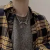 Celebridad de Internet Europea y Americana Collar con Letra de Acero Inoxidable Personalidad Hip-Hop Cadena para Clavícula Colgante Minimalista Cadena para Suéter Pareja Hombres y Mujeres