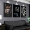 Póster inspirador de animales, león, tigre y lobo, pintura en lienzo, arte de pared, dormitorio, sala de estar, pintura decorativa moderna.