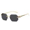 Nuevos Lentes de Sol sin Montura Transfronterizos Estilo Europeo y Americano Cabeza de Leopardo Corte Poligonal Gafas de Sol de Moda para Mujer