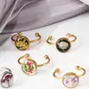 Anel de Flor Seca Banhado a Ouro de Aço Inoxidável Novo Transfronteiriço Amazon Criativo Flor de Não Me Esquecas Renda Flor Real Anel Joia