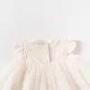Vestido de Gasa para Niñas de Verano Vestido Formal de Cumpleaños para Niños Vestido de Princesa para Bebé de un Año Vestido Elegante de Bebé Niña con Botón de Perla